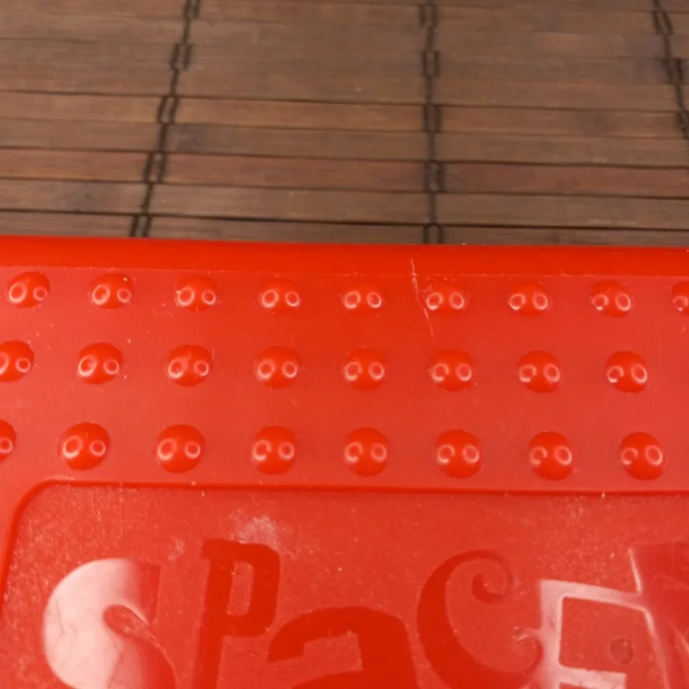 SpaceMaker Vintage 90s Pencil School Box Red Blue Art Craft Office Hard Plastic